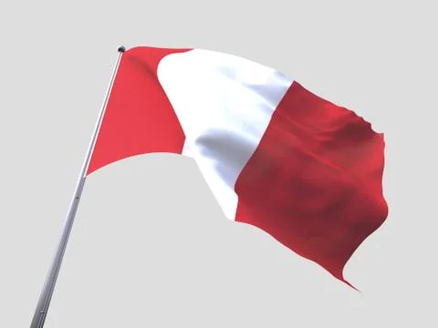 Peru flying flag isolate on white background Stock Illustration