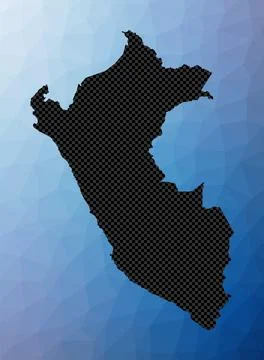 Peru geometric map. Stencil shape of Peru in low poly style. Stylish countr.. Stock Illustration