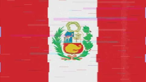 Peru Glitch Flag Vector - RGB Split Digital Video Frame Design 스톡 일러스트