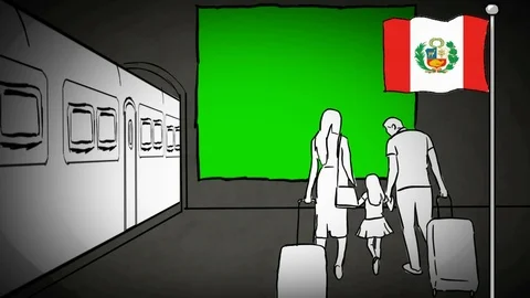 Peru - Hand-drawn - train station - Illustration Stock Footage 90631314