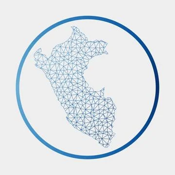 Peru icon. Network map of the country. Round Peru sign with gradient ring. .. Illustrazione stock