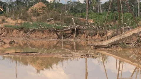 Peru illegal gold mining in the Amazon empty landscape Stock Footage 86325071
