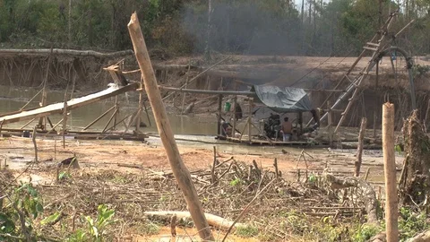 Peru illegal gold mining in the Amazon Stock Footage 86326265