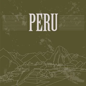 Peru  landmarks. Retro styled image. Stock Illustration