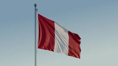 Peru Lima Flag seamless loop Cinematic Realistic Waving Blue Sky Stock Footage 311779702