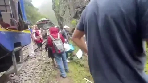 Peru: Machu Picchu train crash leaves one dead, multiple injured in Peru Stock Footage 325401780