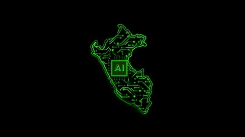 Peru Map AI Chipset Technology Opener Stock Footage 337082113