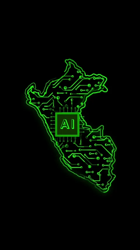 Peru Map AI Chipset Technology Opener Stock-Footage 337172484