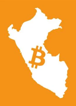 Peru map with bitcoin crypto currency symbol illustration Stock Illustration