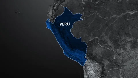 PERU Map Blue Color 4K Stock Footage 343601388
