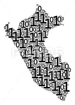 Peru Map Collage of Binary Digits Illustrazione stock