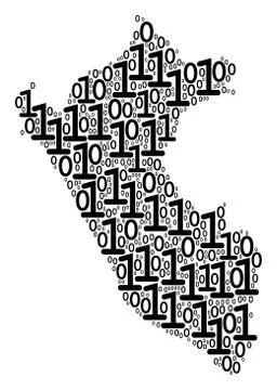 Peru Map Collage of Binary Digits Illustrazione stock