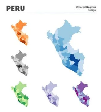 Peru map collection. Borders of Peru for your infographic. Colored country .. イラスト素材