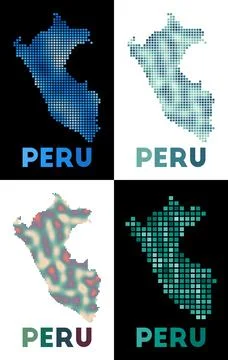 Peru map. Collection of map of Peru in dotted style. Borders of the country.. Stock Illustration