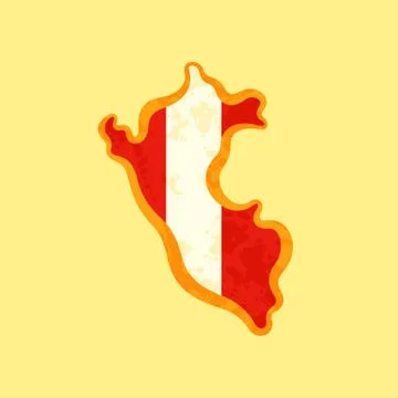 Peru - Map colored with Peruvian flag Stock Illustration