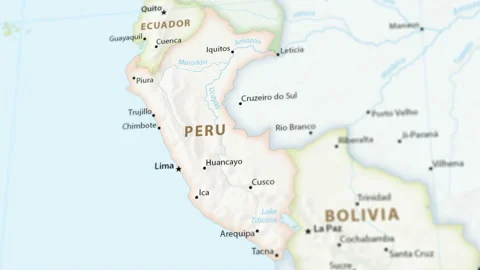 Peru on a Map with Defocus (4K) Stock Footage 101626337