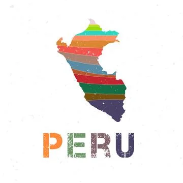 Peru map design. Shape of the country with beautiful geometric waves and gr.. Stock Illustration