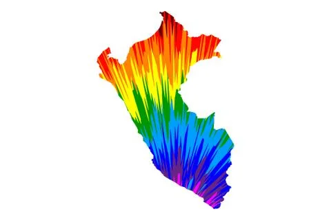 Peru - map is designed rainbow abstract colorful pattern 스톡 일러스트
