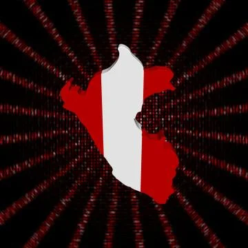 Peru map flag on red hex code burst illustration 库存插图