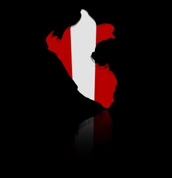 Peru map flag with reflection illustration Stock Illustration