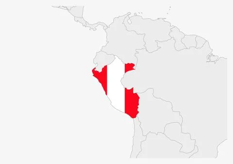 Peru map highlighted in Peru flag colors Stock Illustration