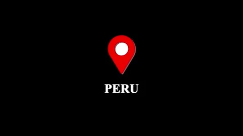 Peru map location pin animation, travel destination marker on black backgroun 스톡 동영상 333290972