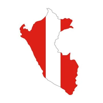 Peru map. National map silhouette in red and white flag colors vector illus.. Stock Illustration