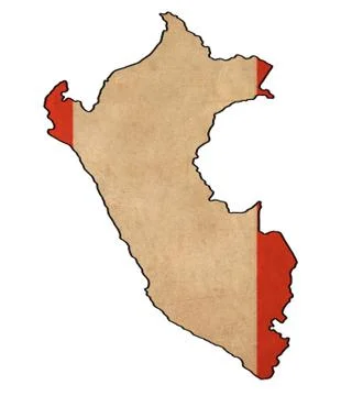 Peru map on peru flag drawing ,grunge and retro flag series Stock Illustration