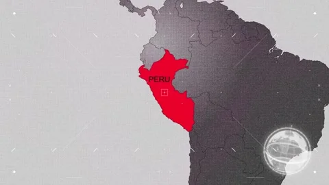 Peru Map Red and Gray with Effects Stock Footage 343601174
