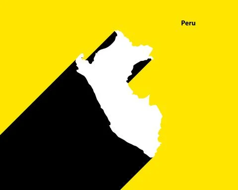 Peru Map on retro poster with long shadow Stock Illustration