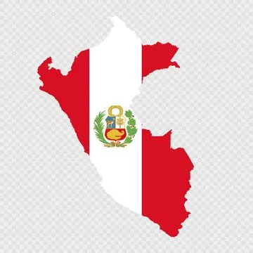 Peru map silhouette with flag. Stock Illustration