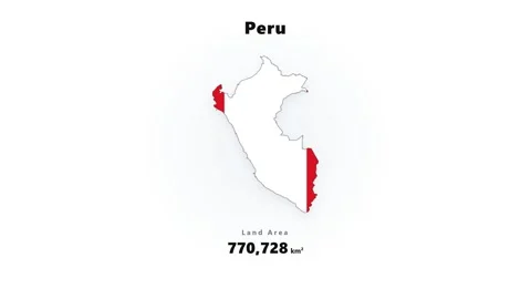 Peru map silhouette with red coastal highlight bands drifting across pale Stock Footage 345645104