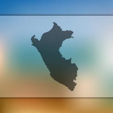 Peru map. Vector silhouette of Peru. Blurred background Stock Illustration