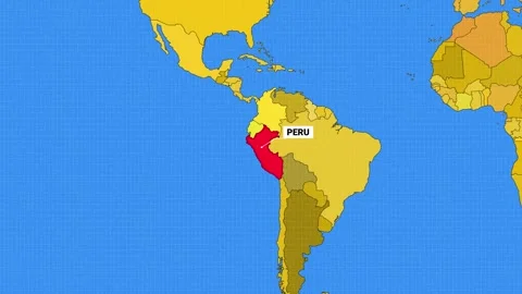 Peru Map Yellow and Blue Color New Style Stock Footage 343601305