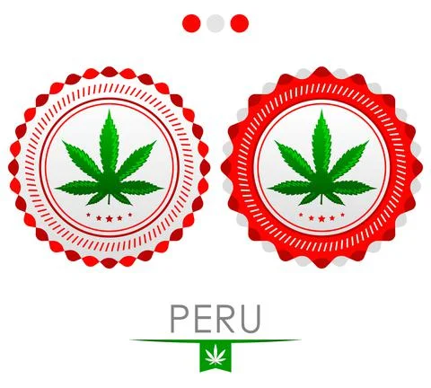 Peru marijuana emblem, vector cannabis seal Stock Illustration