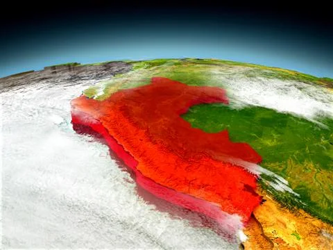 Peru on model of Earth Stock Illustration