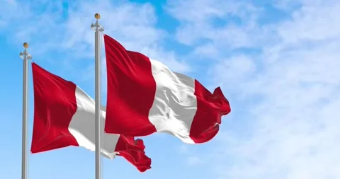 Peru national flags waving in the wind Video stock 296654872