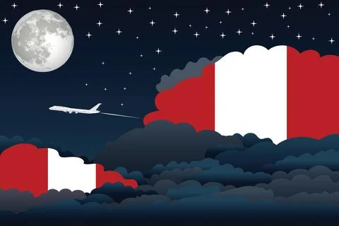 Peru Night Clouds Airplane Vector Illustration Stock Illustration
