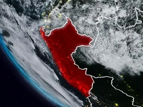 Peru at night from space Stock Illustration