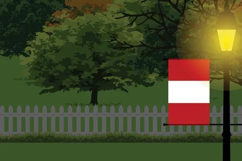 Peru Night Trees Lamp Vector Illustration Stock Illustration