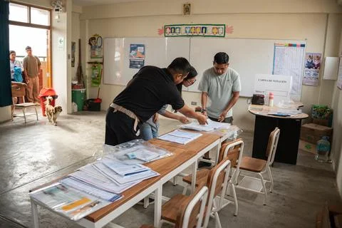 Peru opens polling stations for additional voting day, Lurin - 13 Apr 2026 Stock Photos