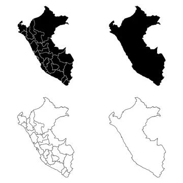 Peru Outline and Solid Fill Map Set. Stock Illustration