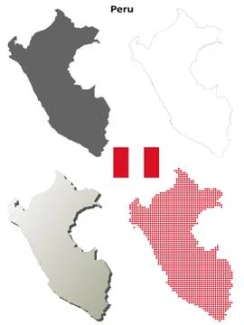 Peru outline map set Illustrazione stock