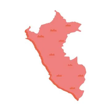 Peru pink map Stock Illustration