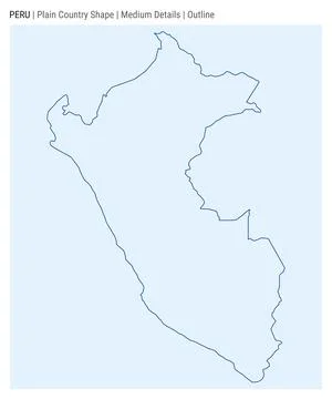 Peru plain country map. Medium Details. Outline style. Shape of Peru. Vecto.. Stock Illustration