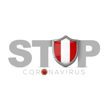 Peru protective shield. Stop coronavius concept. 3D Render Stock Illustration