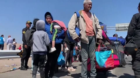Peru puts troops on Chilean border to stem migrant flow, Lima, PE - 28 Apr 2023 Stock Footage 239787954