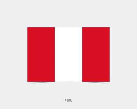 Peru Rectangle flag icon with shadow. Stock Illustration