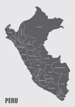 Peru regions map Stock Illustration