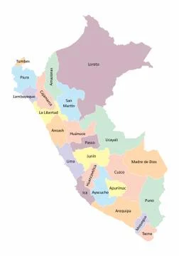 Peru regions map Stock Illustration